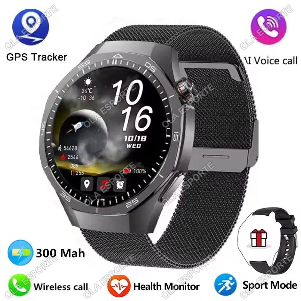 HD AMOLED Smartwatch für Herren mit Bluetooth-Anruffunktion, Herzfrequenzmesser & GPS-Bewegungsverfolgung – Wasserdicht, für Android & iOS (2025)