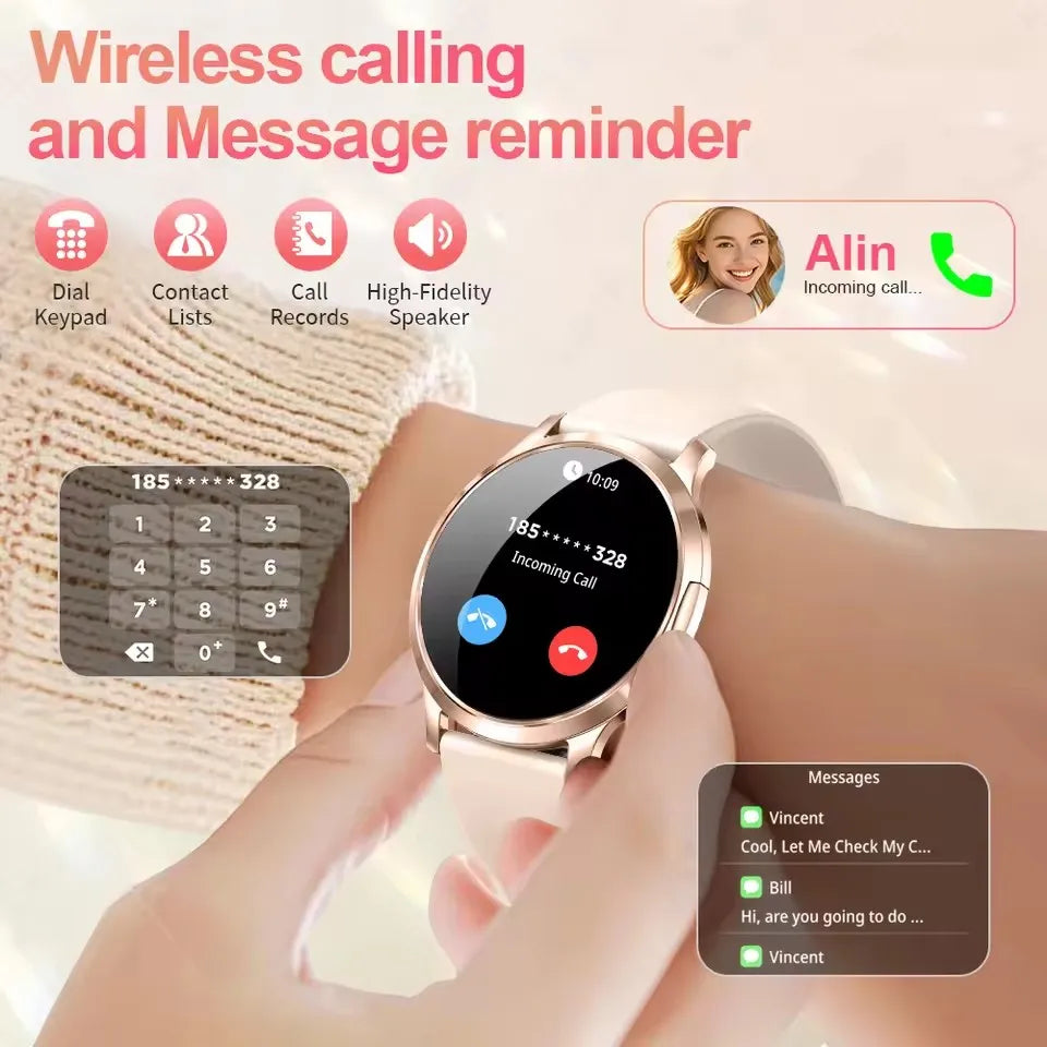 1,32" ultratyndt AMOLED-smartwatch til kvinder med Bluetooth-opkald – Brugerdefinerede urskiver, aktivitetsmåler, luksusdesign