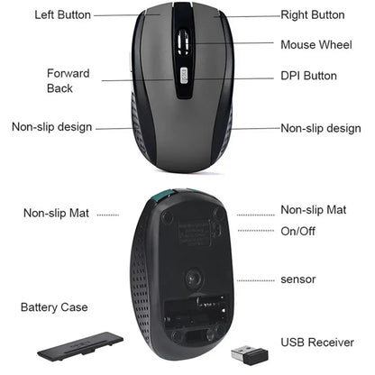 Kabellose 2,4G ergonomische Maus – wiederaufladbar, einstellbare DPI bis zu 1600, tragbar für Laptop & MacBook