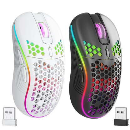 2.4G trådløs RGB-mus med genopladeligt batteri og justerbar DPI (800-1600), ergonomisk design