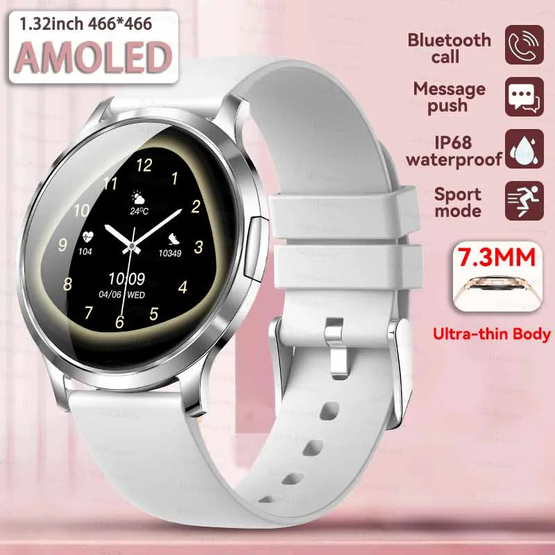 1,32" ultratyndt AMOLED-smartwatch til kvinder med Bluetooth-opkald – Brugerdefinerede urskiver, aktivitetsmåler, luksusdesign