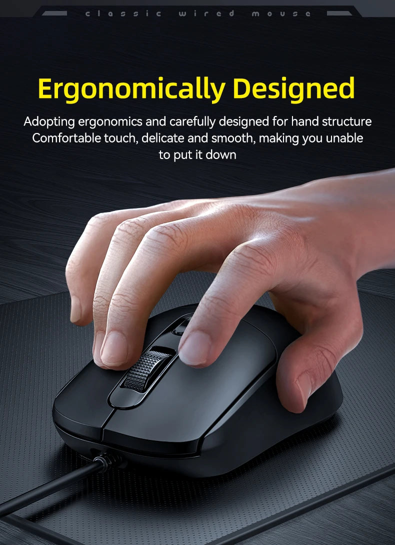G580 Ergonomisk Mus Med Ledning – 1600 DPI Justerbar, Anti-skrid Design til PC & Bærbar