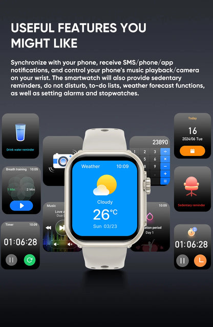 1,85" HD AMOLED Smartwatch med Bluetooth-opkald – IP68 Vandtæt Full Touch Sportsur til Mænd og Kvinder (2025)
