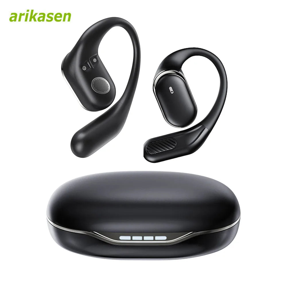Bluetooth 5.4 Open-Ear-Kopfhörer – 60 Std. Spielzeit, Dual-Mikrofon, klare Anrufe, Sport-Luftleitung-Ohrhörer