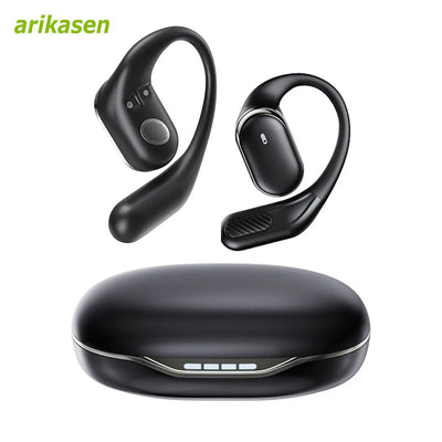 Bluetooth 5.4 trådløse open-ear-hovedtelefoner – 60 timers spilletid, dobbelt mikrofon, klare opkald, sports-air-conduction-øretelefoner