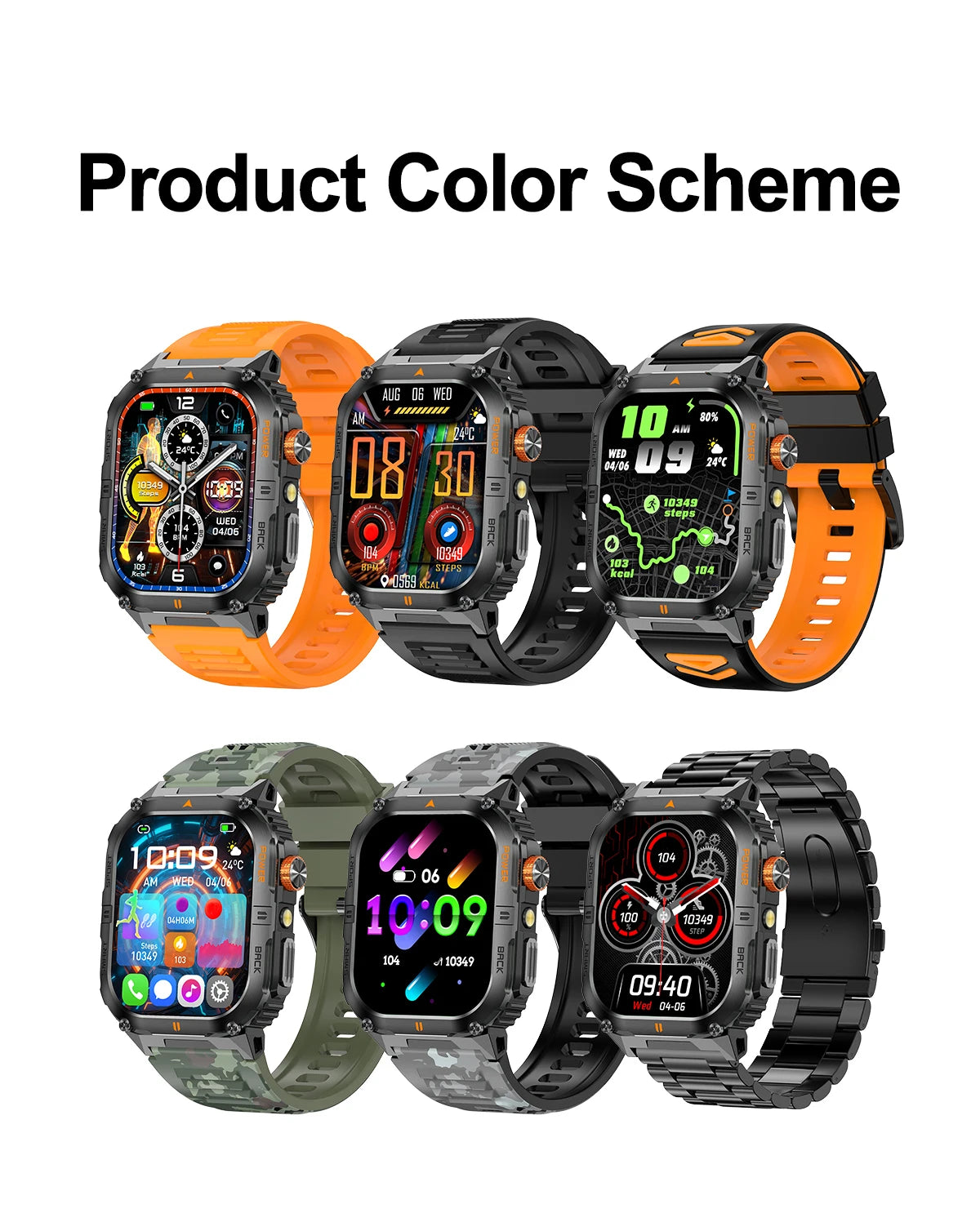Smart Sportsuhr für Herren – Bluetooth-Anrufe, Fitness-Tracking & LED-Taschenlampe (2,0” HD)