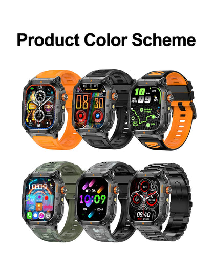 Smart Sportsuhr für Herren – Bluetooth-Anrufe, Fitness-Tracking & LED-Taschenlampe (2,0” HD)