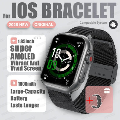 1,85" HD AMOLED Smartwatch med Bluetooth-opkald – IP68 Vandtæt Full Touch Sportsur til Mænd og Kvinder (2025)