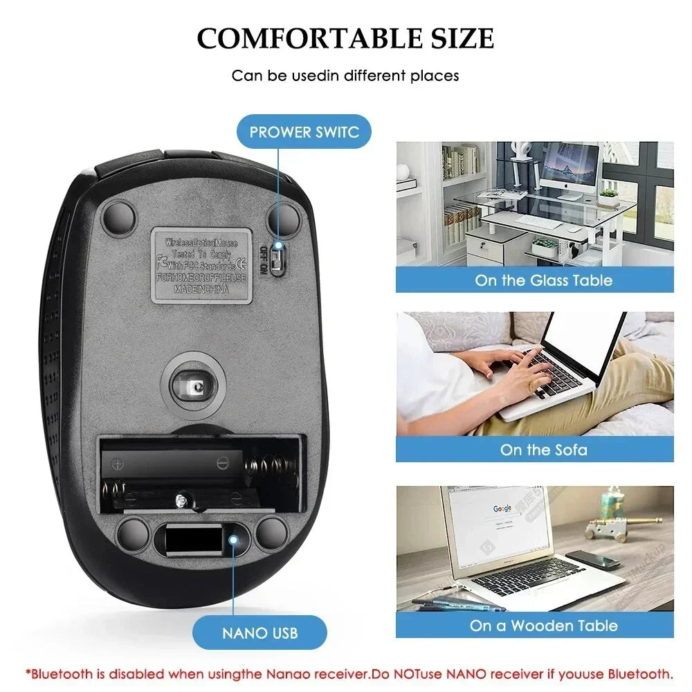 Kabellose 2,4G ergonomische Maus – wiederaufladbar, einstellbare DPI bis zu 1600, tragbar für Laptop & MacBook