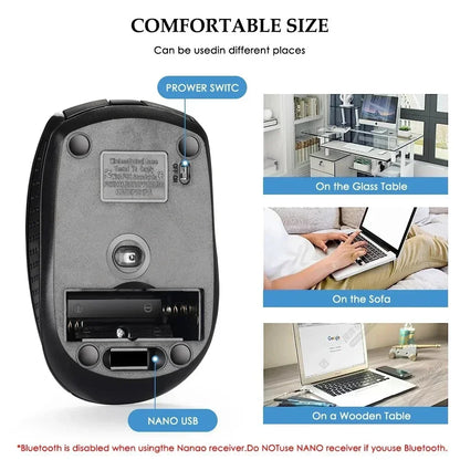 Kabellose 2,4G ergonomische Maus – wiederaufladbar, einstellbare DPI bis zu 1600, tragbar für Laptop & MacBook
