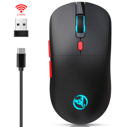 Genopladelig trådløs mus 2.4G RGB – 3600 DPI, Ergonomisk Design, USB-modtager, Type-C opladning