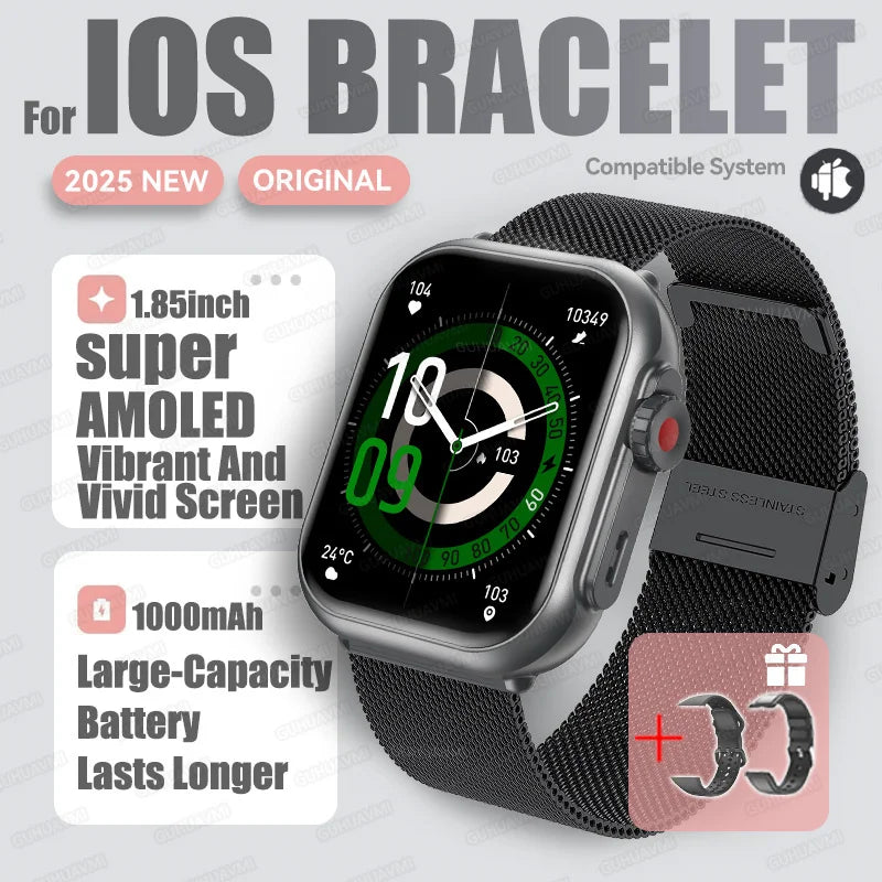 1,85" HD AMOLED Smartwatch med Bluetooth-opkald – IP68 Vandtæt Full Touch Sportsur til Mænd og Kvinder (2025)