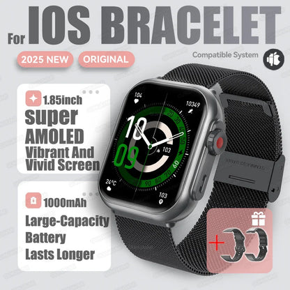 1,85" HD AMOLED Smartwatch med Bluetooth-opkald – IP68 Vandtæt Full Touch Sportsur til Mænd og Kvinder (2025)