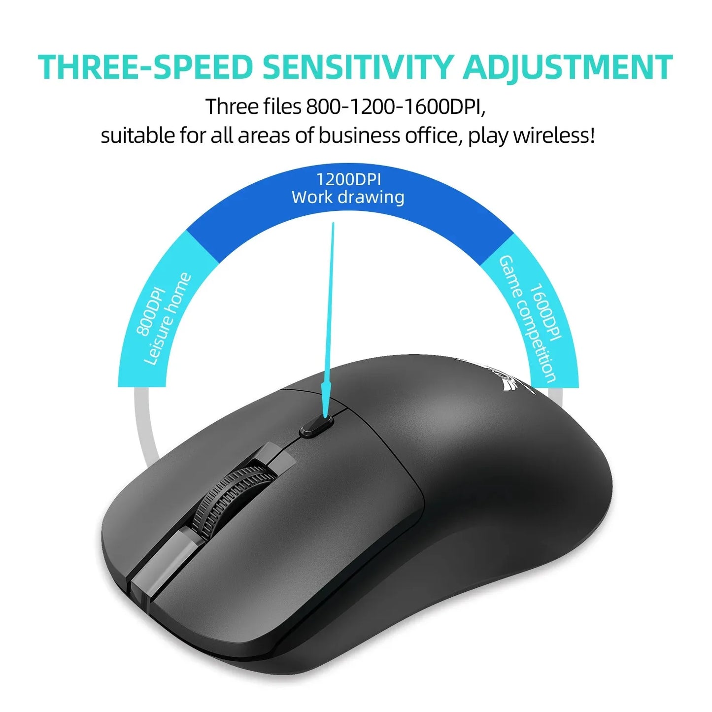 2.4G Trådløs Ergonomisk Mus – Justerbar DPI (800–1600), Optisk Gamingmus til PC & Laptop