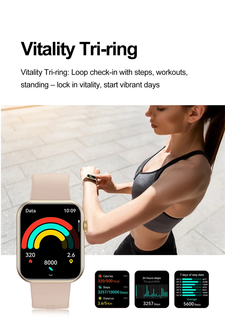 Damen-Smartwatch mit vollständiger Touch-Funktion und Bluetooth-Anruffunktion – Wasserdichter Fitness-Tracker und Sportuhr für Damen