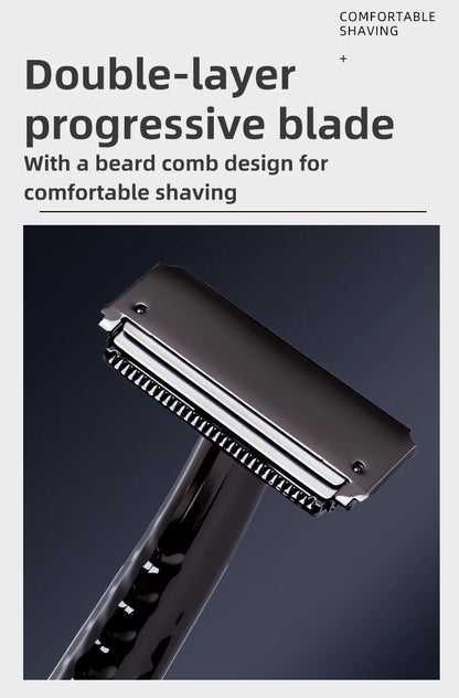 Klassisk sikkerhedsbarbermaskine i metal (kompatibel med halve barberblade)