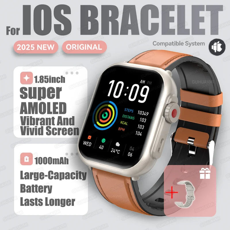 1,85" HD AMOLED Smartwatch med Bluetooth-opkald – IP68 Vandtæt Full Touch Sportsur til Mænd og Kvinder (2025)