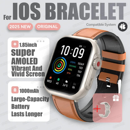 1,85" HD AMOLED Smartwatch med Bluetooth-opkald – IP68 Vandtæt Full Touch Sportsur til Mænd og Kvinder (2025)