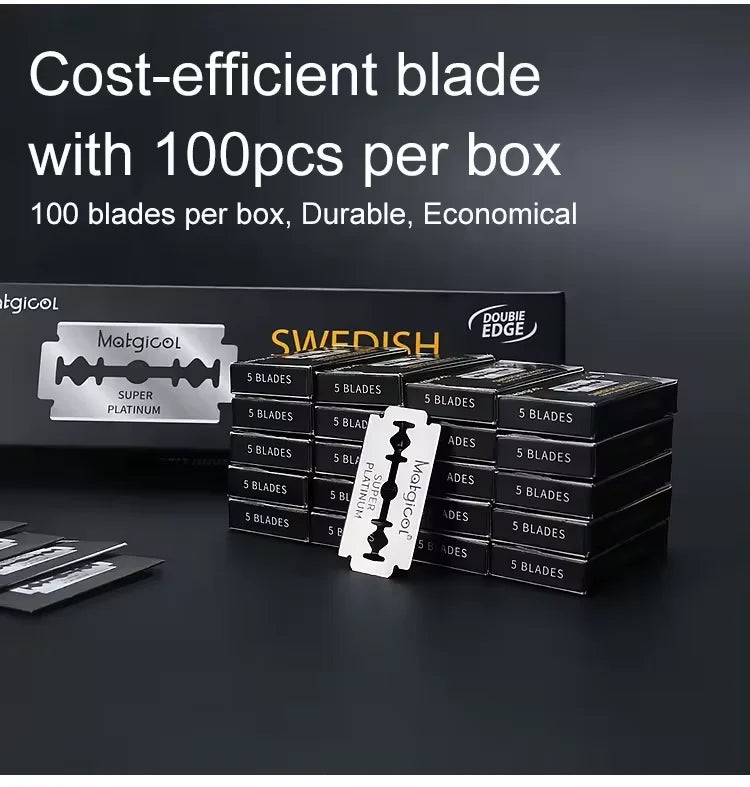 Pack of 100/50/30 Stainless Steel Double-Edge Razor Blades – For Folding Knife, Shaving & Hair Removal