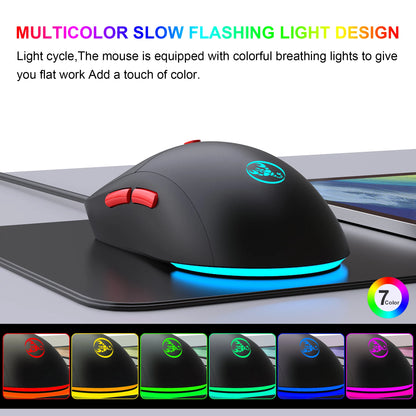 Genopladelig trådløs mus 2.4G RGB – 3600 DPI, Ergonomisk Design, USB-modtager, Type-C opladning