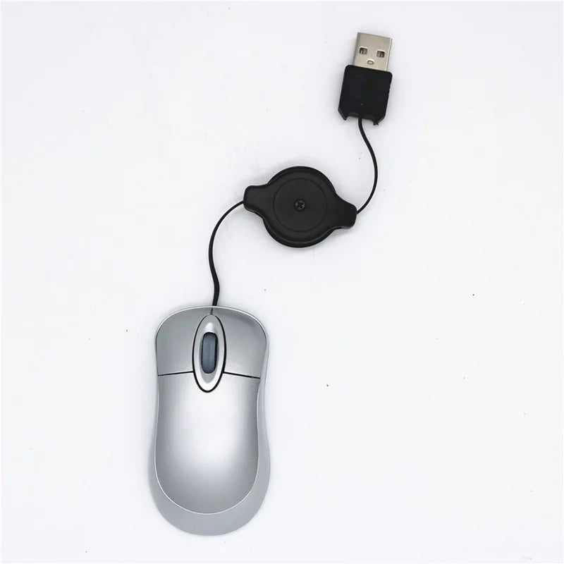 Mini kabelgebundene, einziehbare Maus – tragbare optische USB-Maus (1000 DPI) für Laptop & PC