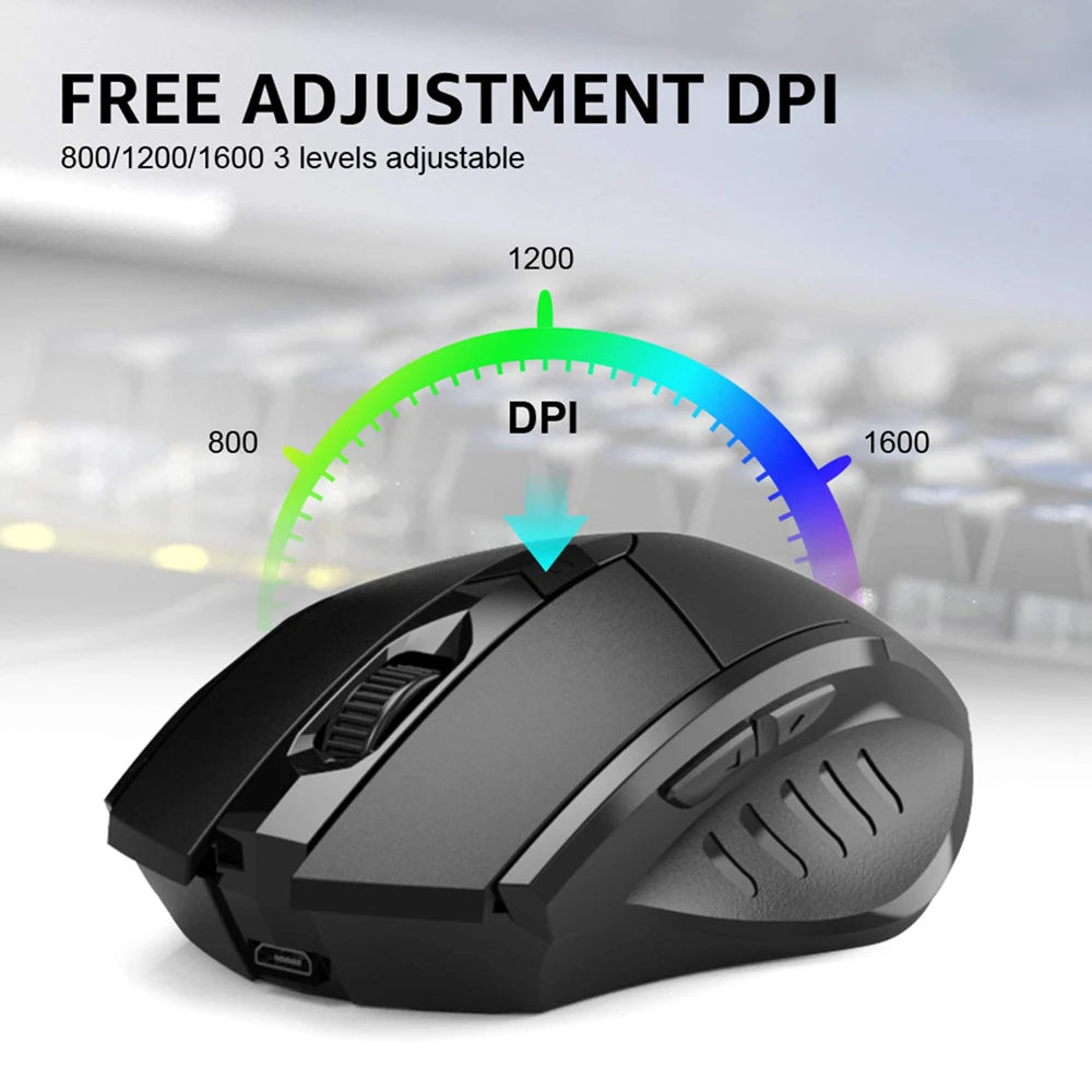 Tri-Mode Wireless Mouse (Bluetooth 5.0/4.0 + 2.4G) – Rechargeable, Silent Click, Adjustable DPI (1000–1600)