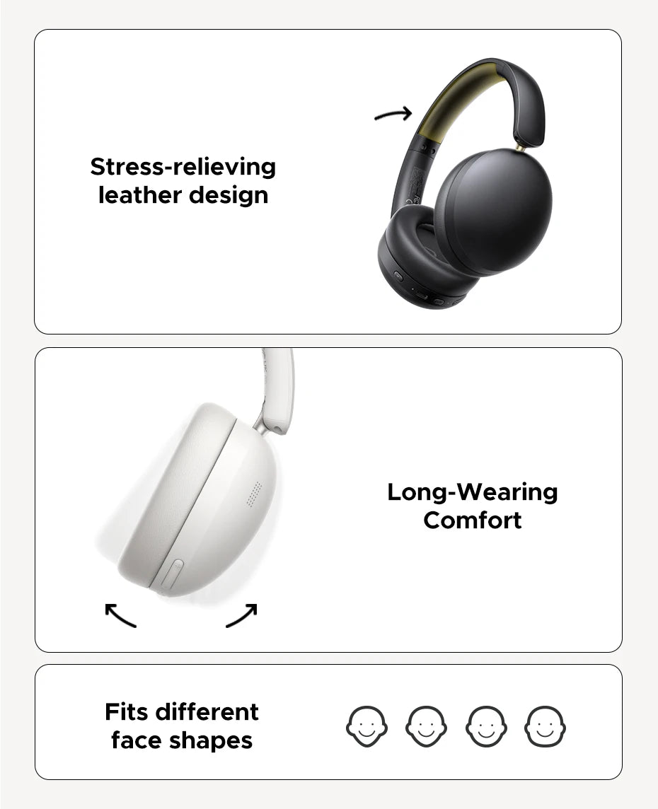 Trådløse Over-Ear Bluetooth-hovedtelefoner – 80 timers spilletid, Hi-Fi stereolyd med mikrofon, Bluetooth 5.4