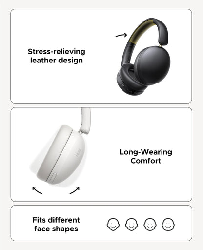Trådløse Over-Ear Bluetooth-hovedtelefoner – 80 timers spilletid, Hi-Fi stereolyd med mikrofon, Bluetooth 5.4