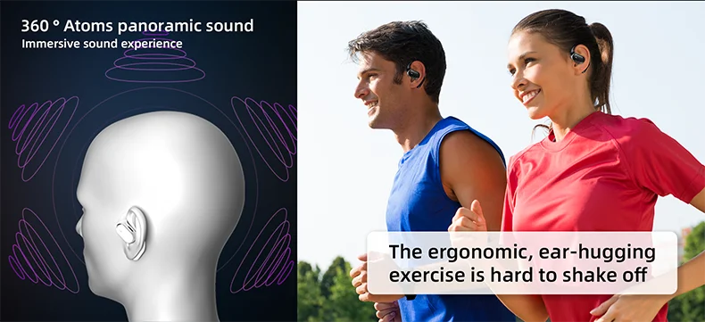 Bluetooth 5.4 Open-Ear-Kopfhörer – 60 Std. Spielzeit, Dual-Mikrofon, klare Anrufe, Sport-Luftleitung-Ohrhörer