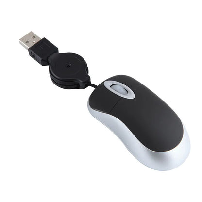 Mini kabelgebundene, einziehbare Maus – tragbare optische USB-Maus (1000 DPI) für Laptop & PC