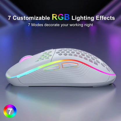 2.4G trådløs RGB-mus med genopladeligt batteri og justerbar DPI (800-1600), ergonomisk design