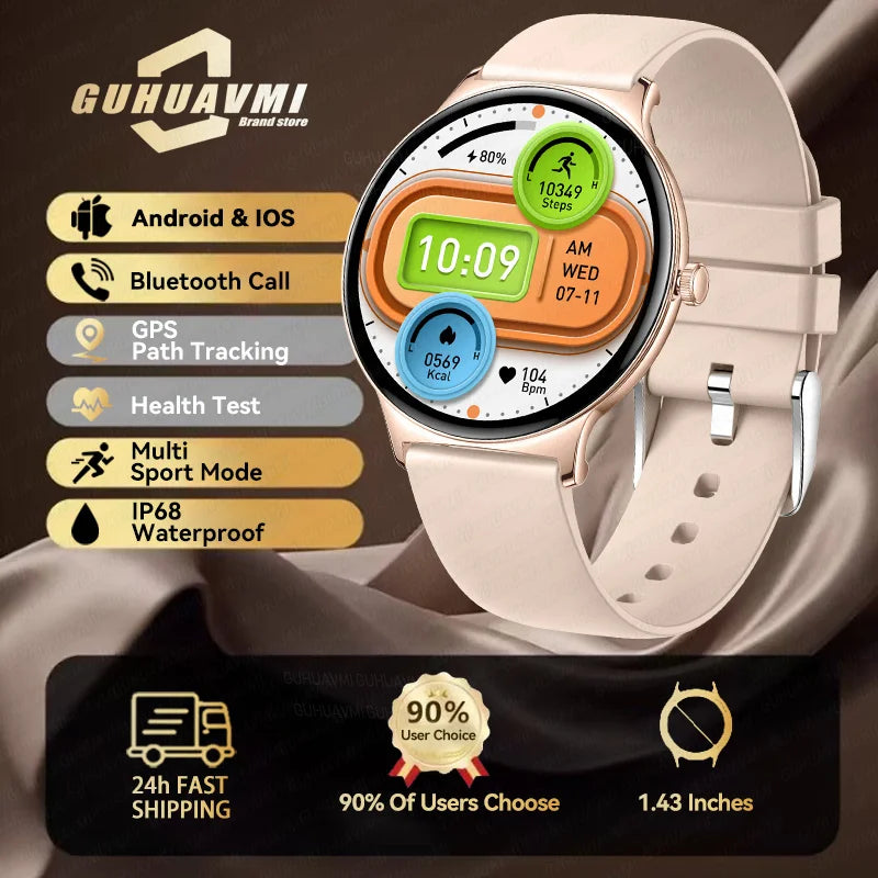 1.43" Full Touch Smartwatch for Women with Bluetooth Calling – Fitness & Sports Watch, Stylish Ladies Gift (2025)