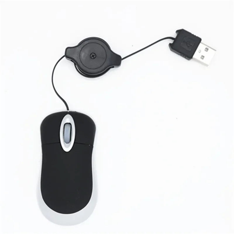Mini kabelgebundene, einziehbare Maus – tragbare optische USB-Maus (1000 DPI) für Laptop & PC