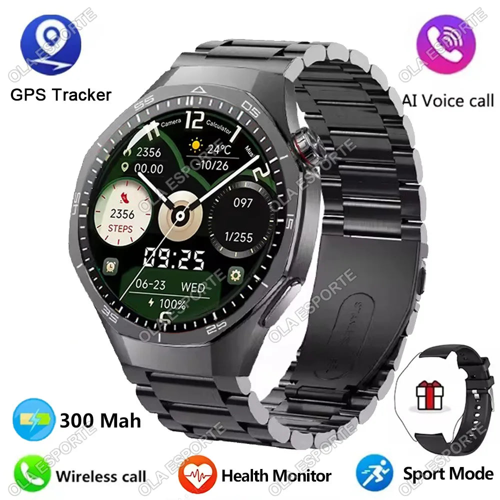 HD AMOLED Smartwatch für Herren mit Bluetooth-Anruffunktion, Herzfrequenzmesser & GPS-Bewegungsverfolgung – Wasserdicht, für Android & iOS (2025)