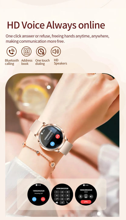 1,32" ultratyndt AMOLED-smartwatch til kvinder med Bluetooth-opkald – Brugerdefinerede urskiver, aktivitetsmåler, luksusdesign