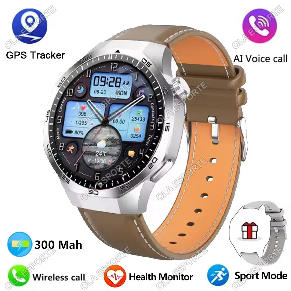 HD AMOLED Smartwatch für Herren mit Bluetooth-Anruffunktion, Herzfrequenzmesser & GPS-Bewegungsverfolgung – Wasserdicht, für Android & iOS (2025)