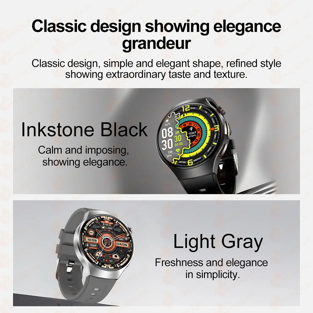 Herren-Smartwatch mit Full Touch, Bluetooth-Anrufen, Kompass und Taschenlampe – Fitness-Tracker und Herzfrequenzmesser, wasserdicht