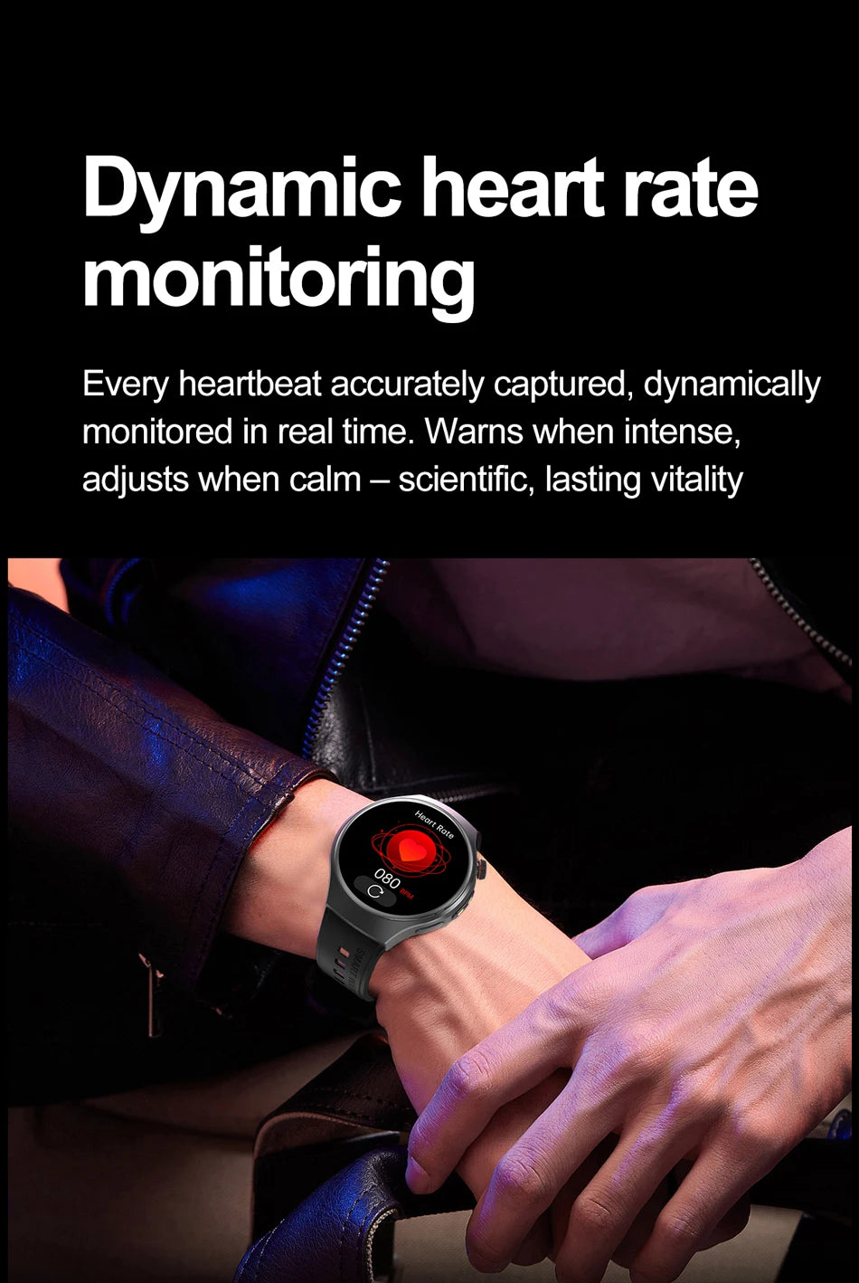 Herren-Smartwatch mit Full Touch, Bluetooth-Anrufen, Kompass und Taschenlampe – Fitness-Tracker und Herzfrequenzmesser, wasserdicht