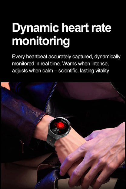 Herren-Smartwatch mit Full Touch, Bluetooth-Anrufen, Kompass und Taschenlampe – Fitness-Tracker und Herzfrequenzmesser, wasserdicht