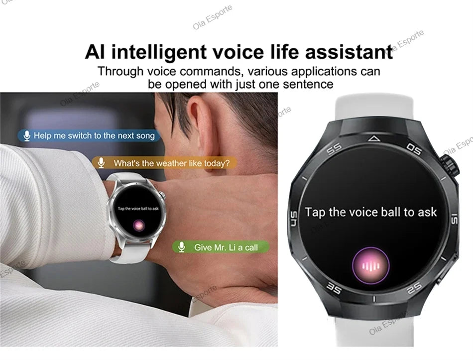 HD AMOLED Smartwatch für Herren mit Bluetooth-Anruffunktion, Herzfrequenzmesser & GPS-Bewegungsverfolgung – Wasserdicht, für Android & iOS (2025)