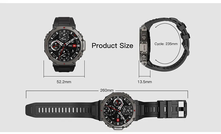 Outdoor-Smartwatch – GPS, AMOLED-Display, Kompass & 5ATM Wasserdicht