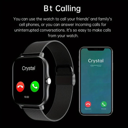 1,83" HD Smartwatch med Bluetooth-opkald og notifikationer – Sportstilstande, musikstyring, til Android og iOS (Unisexgave)