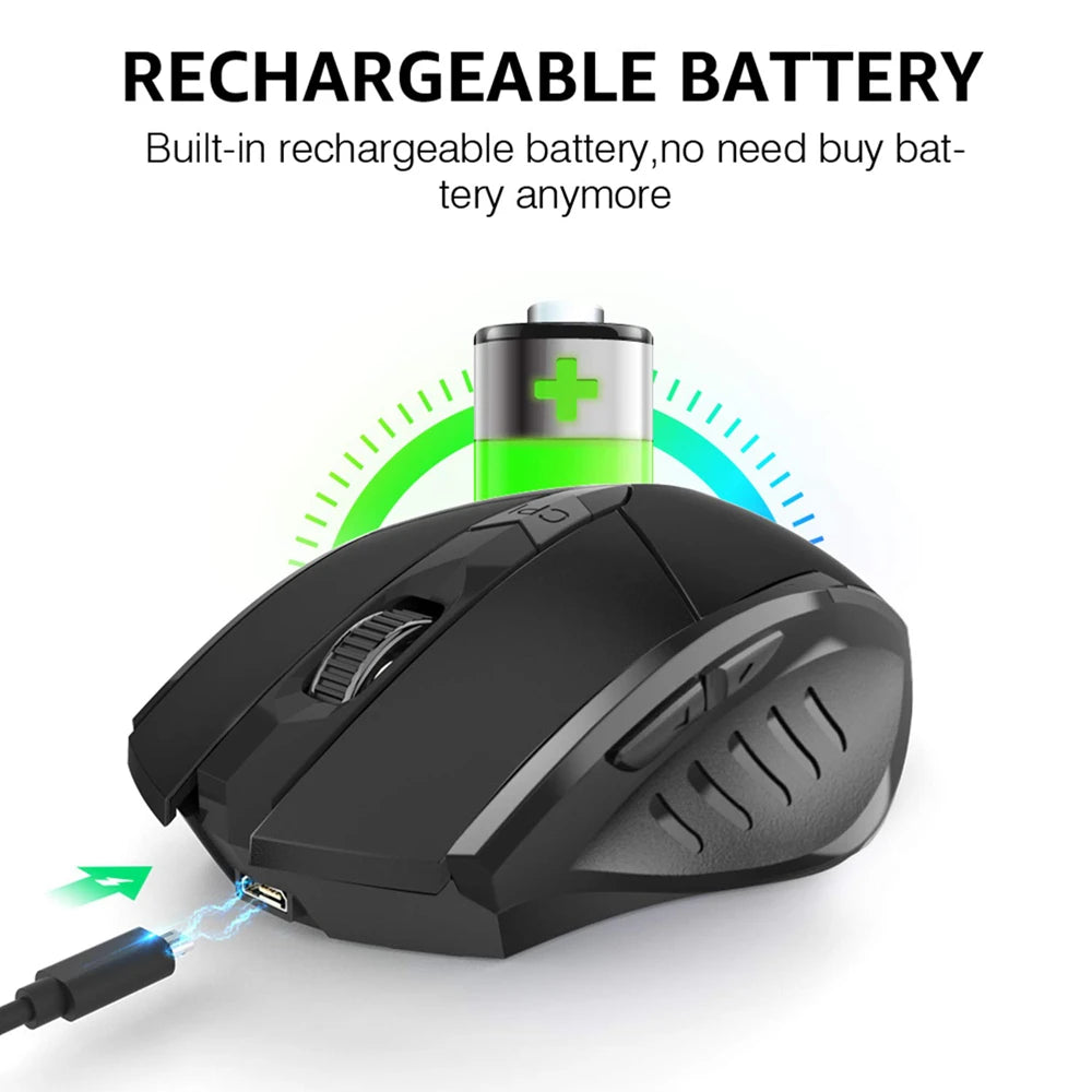 Tri-Mode Wireless Mouse (Bluetooth 5.0/4.0 + 2.4G) – Rechargeable, Silent Click, Adjustable DPI (1000–1600)