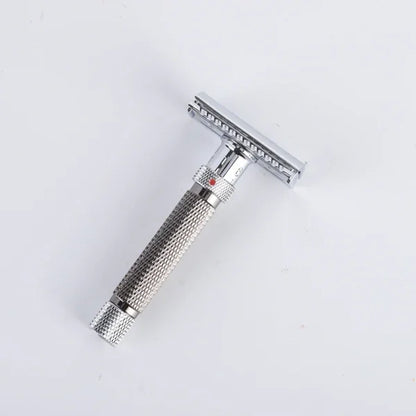 Yaqi Justerbar Sikkerhedsbarbermaskine – Barbermaskine med Dobbeltkant i Rustfrit Stål til Mænd (Krom / Gunmetal)
