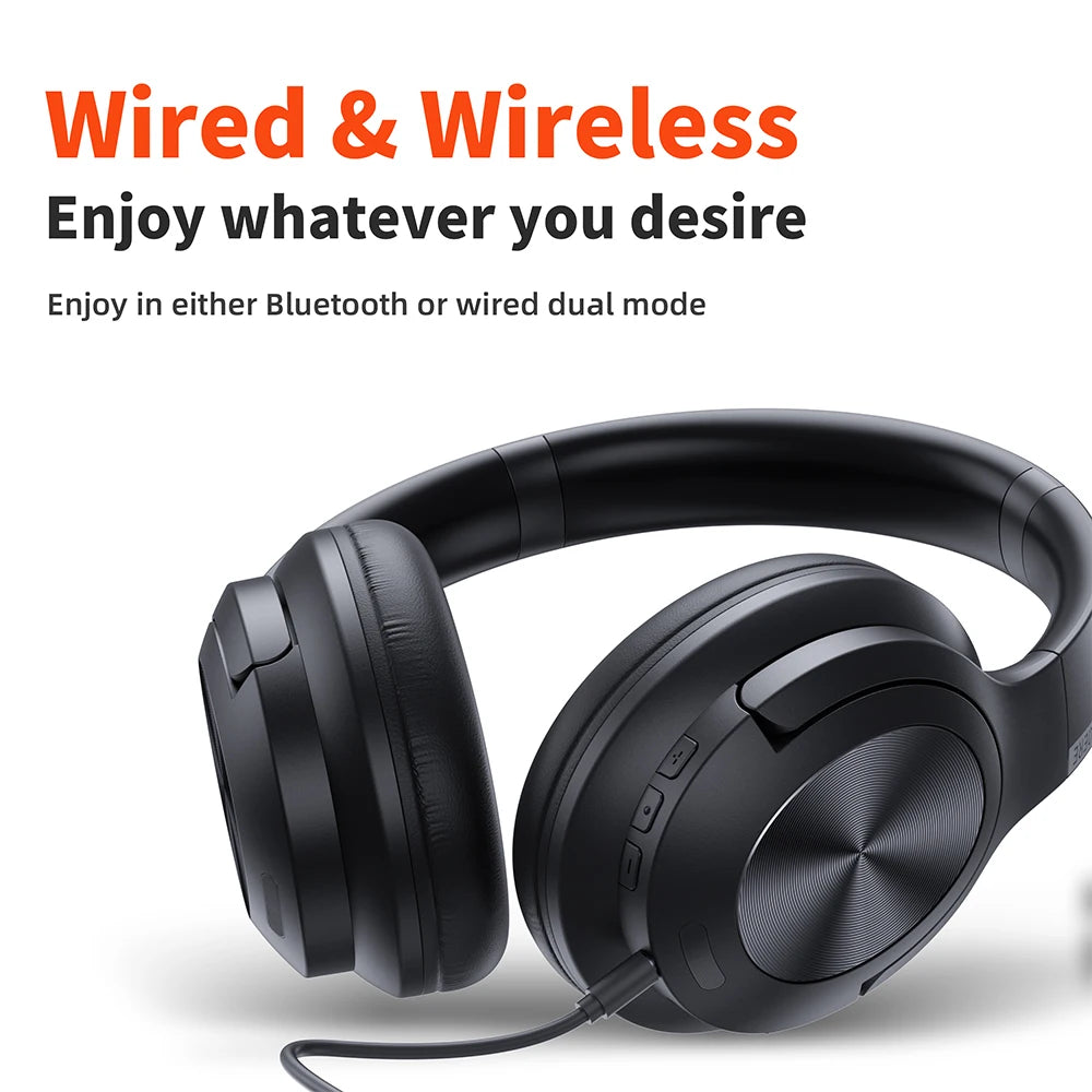 QERE E80 Kabellose Over-Ear-Kopfhörer – Bluetooth 5.3, ANC-Geräuschunterdrückung, Hi-Res Audio, 70 Std. Wiedergabezeit, 40-mm-Treiber