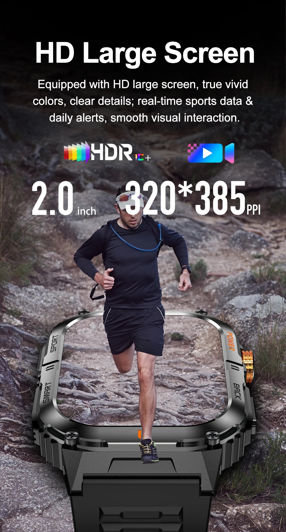Smart Sportsuhr für Herren – Bluetooth-Anrufe, Fitness-Tracking & LED-Taschenlampe (2,0” HD)