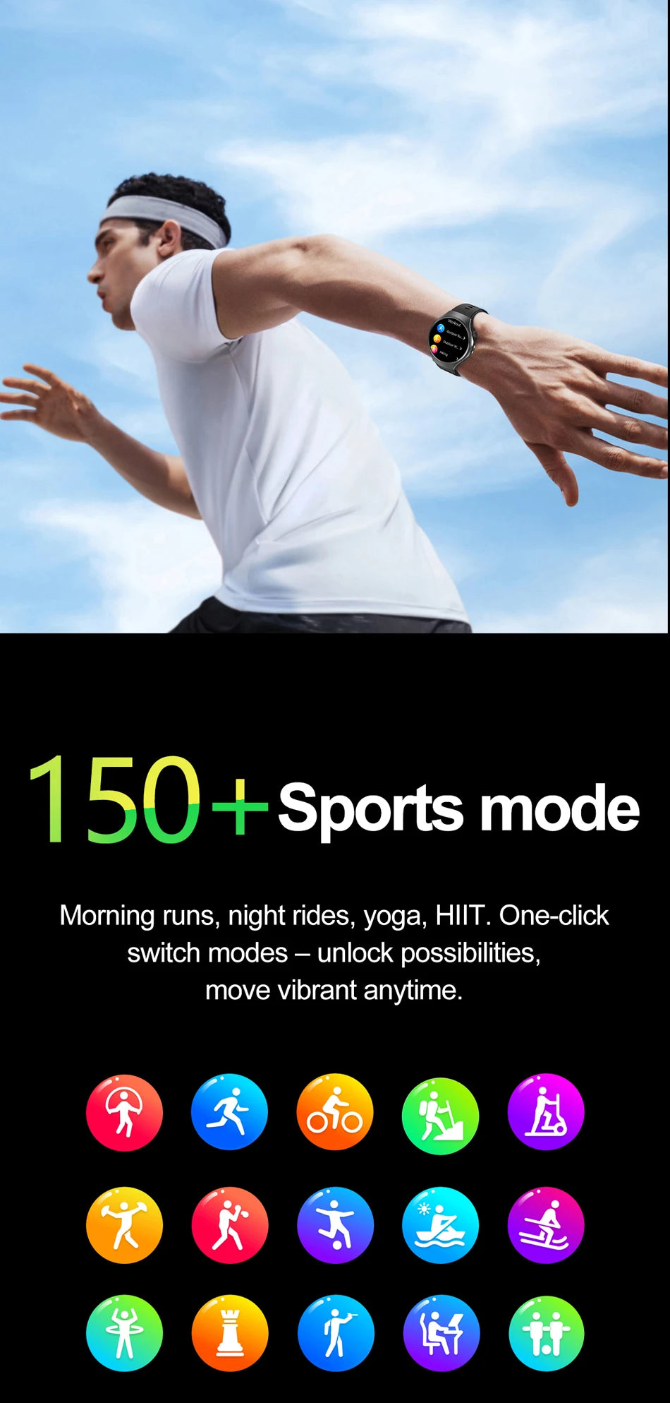 Herren-Smartwatch mit Full Touch, Bluetooth-Anrufen, Kompass und Taschenlampe – Fitness-Tracker und Herzfrequenzmesser, wasserdicht