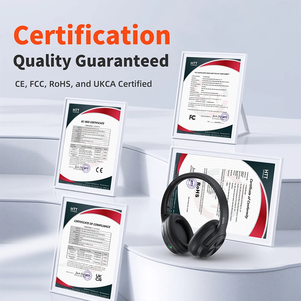 QERE E80 Kabellose Over-Ear-Kopfhörer – Bluetooth 5.3, ANC-Geräuschunterdrückung, Hi-Res Audio, 70 Std. Wiedergabezeit, 40-mm-Treiber