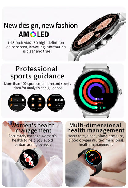 1.43" Full Touch Smartwatch for Women with Bluetooth Calling – Fitness & Sports Watch, Stylish Ladies Gift (2025)