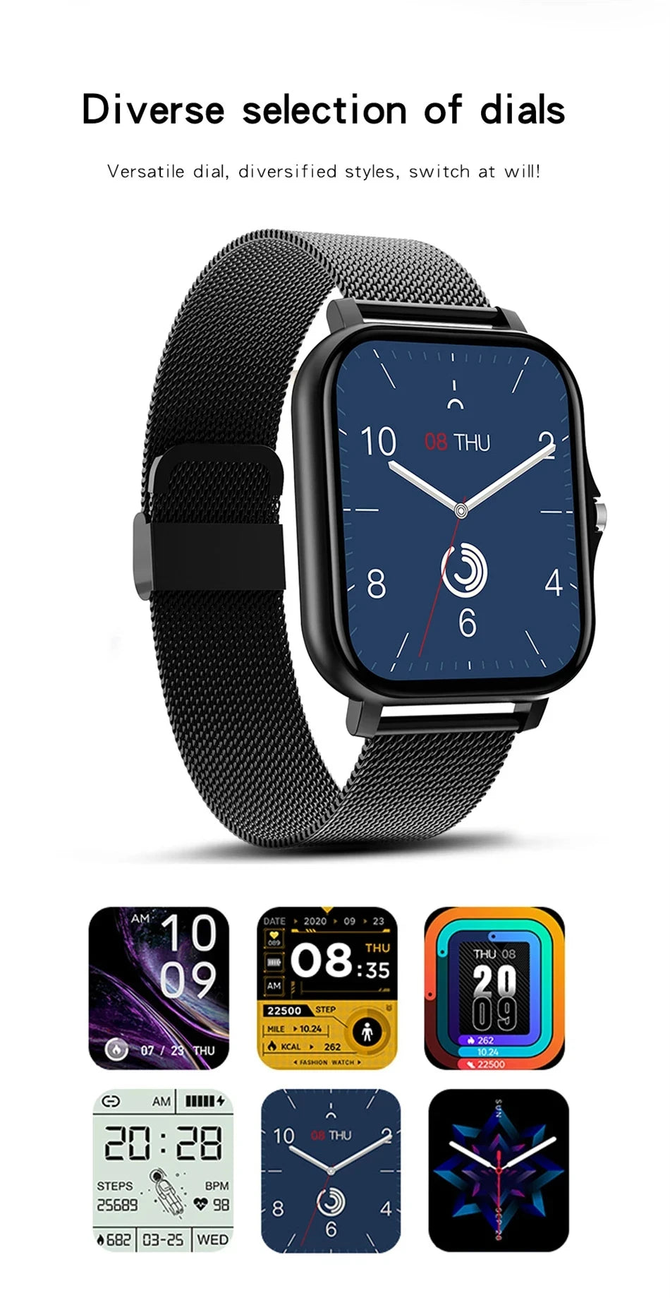 1,83" HD Smartwatch med Bluetooth-opkald og notifikationer – Sportstilstande, musikstyring, til Android og iOS (Unisexgave)